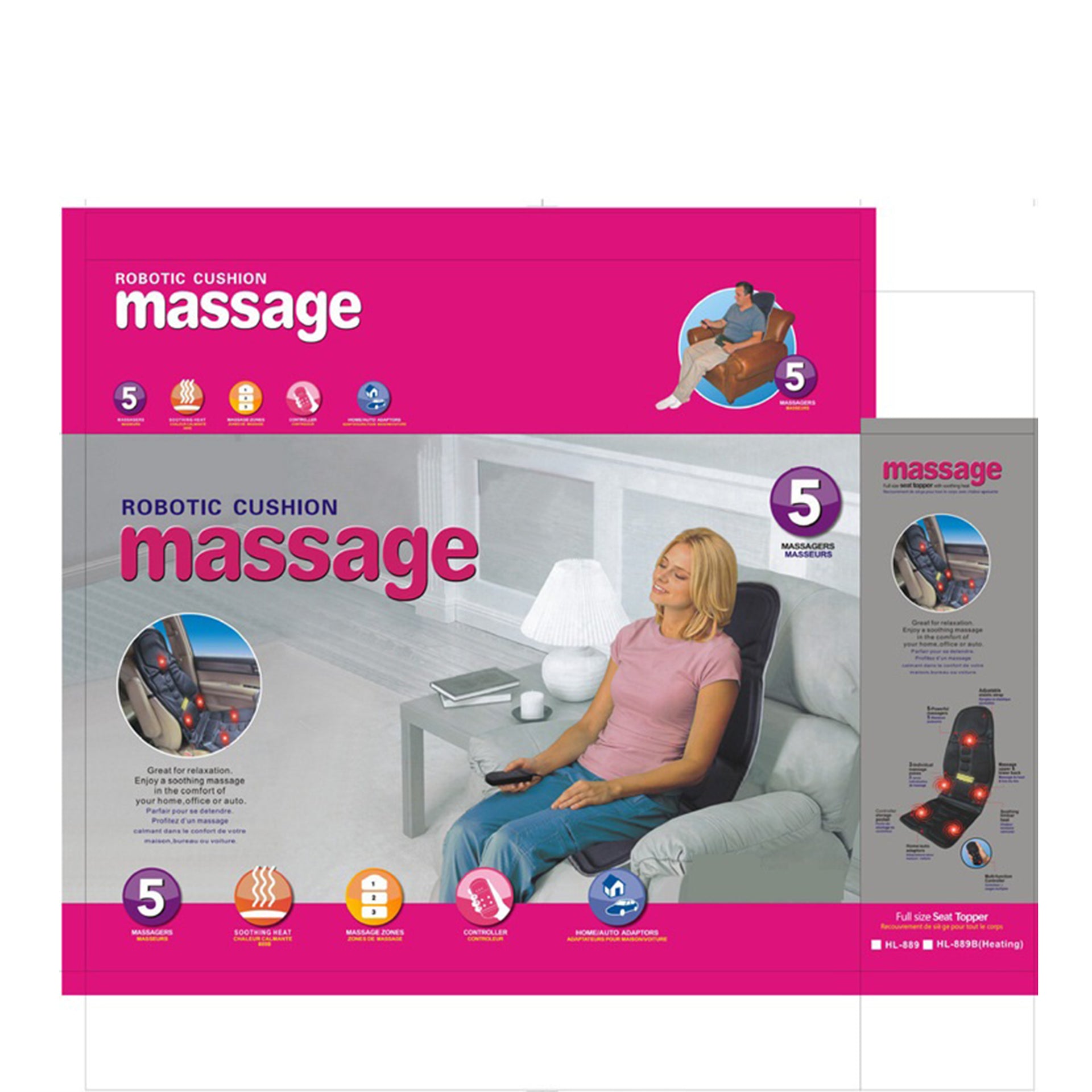 Robotic Cushion Massage Full Size Seat Topper With Heat and 5 Massage