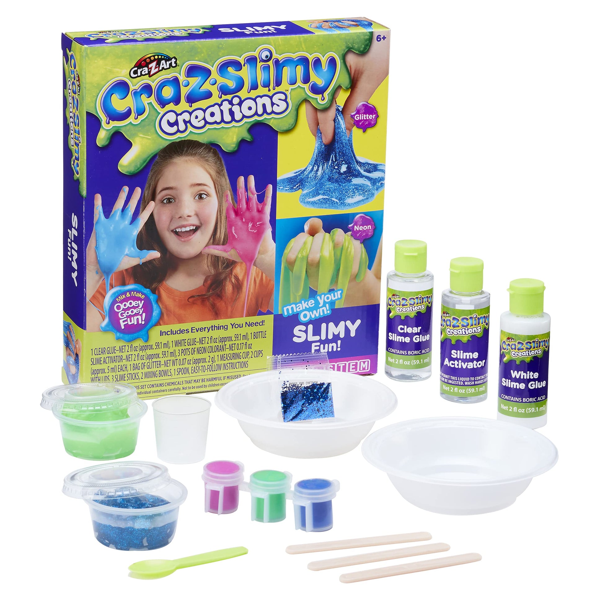 Kit Slime Arc-en-ciel Cra-Z-Slimy – 12 Slimes Prêts à Utiliser Avec Accessoires